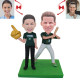 baseball couple with things in their hands custom bobblehead