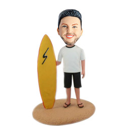 surf man with surfboard custom figure bobblehead