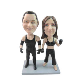 boxing couple custom figure bobblehead
