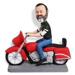 cool man riding red motorcycle dirt bike custom figure bobblehead