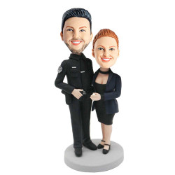 cool policeman and his wife custom couple bobblehead