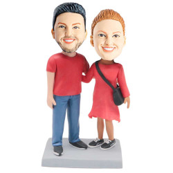 couple in red clothes custom couple bobblehead