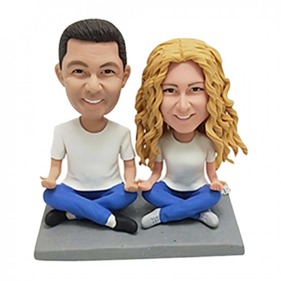 couple yoga custom figure bobblehead