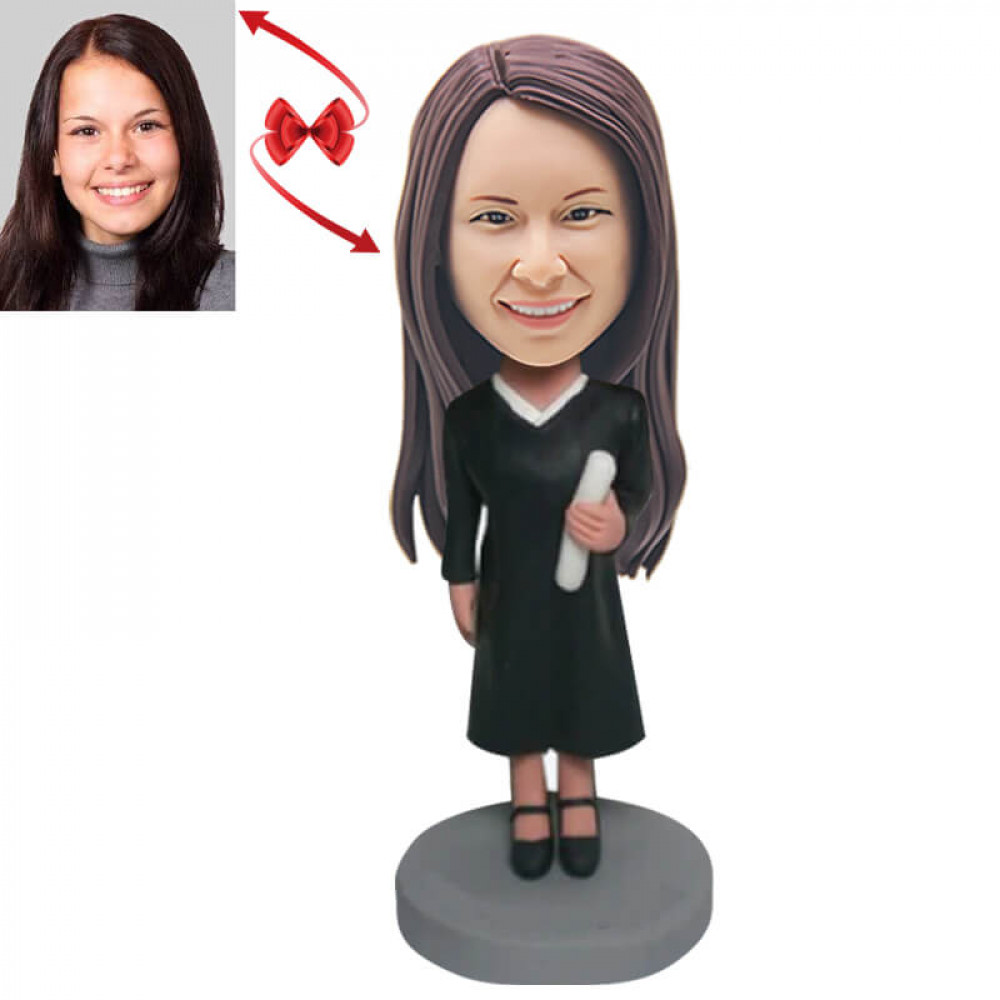 Graduation Girl Bobblehead Keychain - Custom Keepsake main image 0