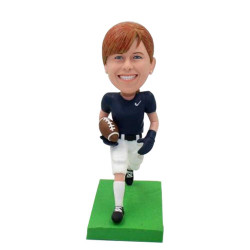 female american rugby player with ball custom figure bobblehead