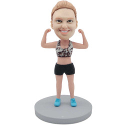female bodybuilder in fitness sportswear custom figure bobbleheads