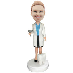 female dentist with tooth custom figure bobbleheads