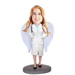 female doctor physician angel with wings custom figure bobblehead
