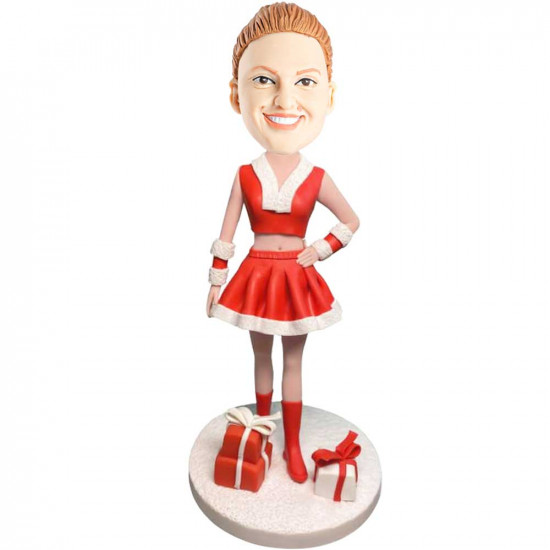 female in christmas dress with gifts custom figure bobbleheads female in christmas dress with gifts custom figure bobbleheads