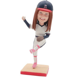 female softball player in professional sports clothes custom figure bobblehead