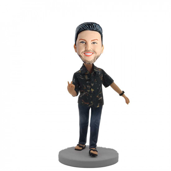 happy casual male in stylish shirt custom figure bobblehead happy casual male in stylish shirt custom figure bobblehead
