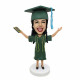 personalized happy female graduates in green gown custom graduation bobblehead gift