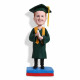 personalized happy male graduates in dark green gown custom graduation bobblehead gift
