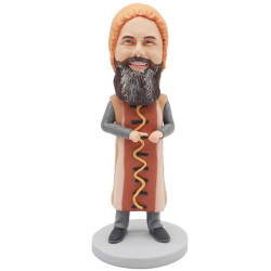 humorous male in hot dog clothes custom figure bobblehead