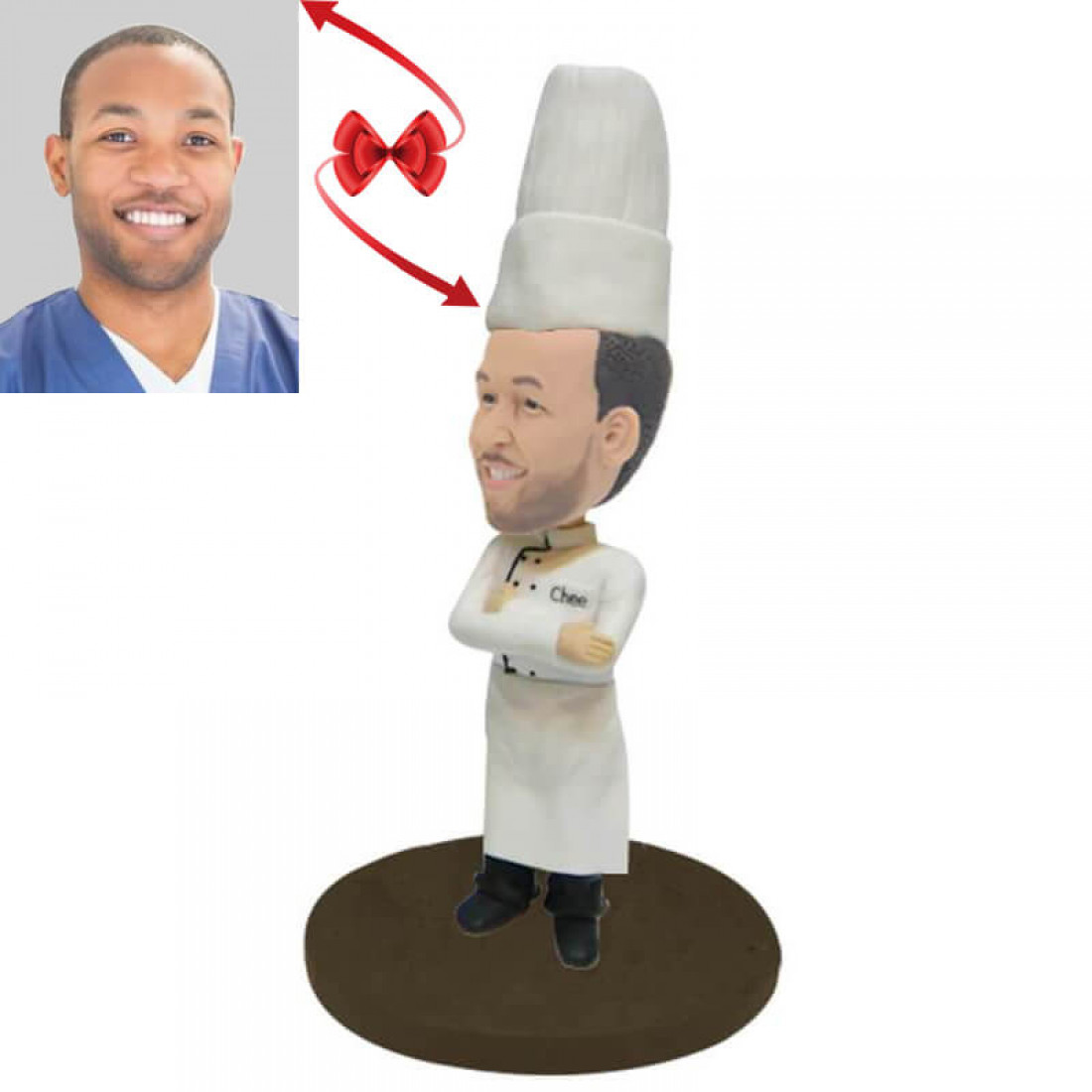 Male Chef Bobblehead Thumbs Up - Custom Cook Gift Figurine main image 0