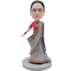 lady dancing in indian dress custom figure bobblehead
