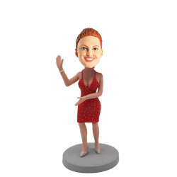 lady in sexy red dress custom figure bobblehead