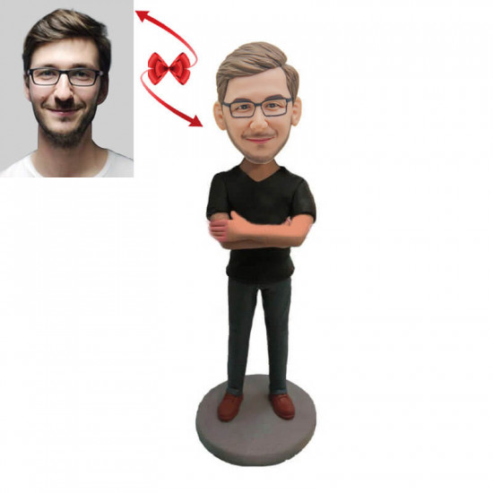 leisure male with arms crossed custom bobblehead