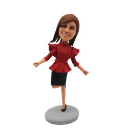 lively lady in professional attire office custom figure bobblehead
