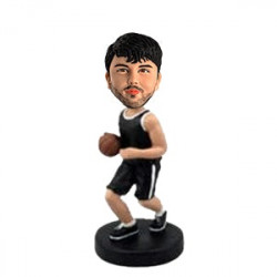 male basketball player in black sports clothes custom figure bobblehead