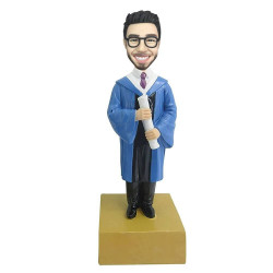personalized classical male graduates in blue gown custom graduation bobblehead gift