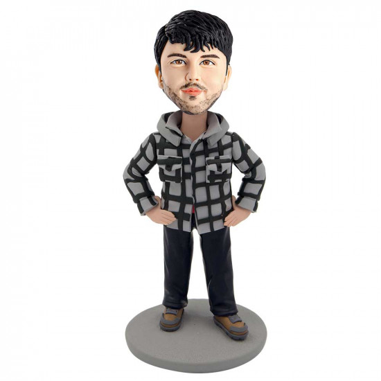 male in casual jacket with hands on his hips custom figure bobblehead male in casual jacket with hands on his hips custom figure bobblehead