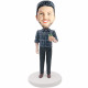 male in plaid shirt and holding a potted plant custom figure bobbleheads