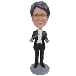 male music conductor in black tails with baton custom figure bobblehead