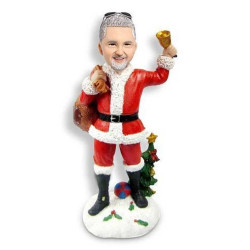 santa claus with bell and gift bag christmas custom figure bobblehead