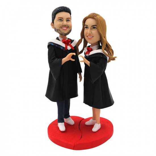 personalized sweet graduates couple in black gown custom graduation bobblehead gift personalized sweet graduates couple in black gown custom graduation bobblehead gift