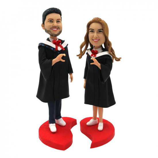 personalized sweet graduates couple in black gown custom graduation bobblehead gift personalized sweet graduates couple in black gown custom graduation bobblehead gift