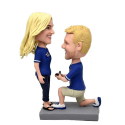 sweet proposal couple custom figure bobblehead