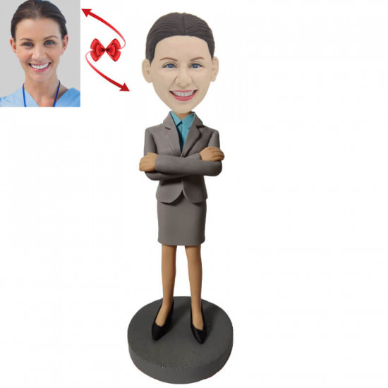 young smiling business woman custom bobblehead